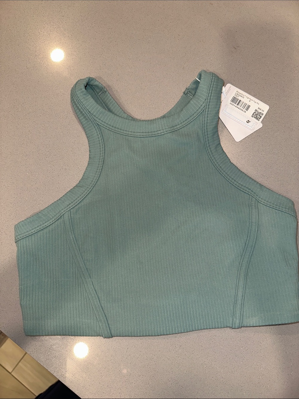 NEW LULULEMON RIBBED NULU HIGH NECK YOGA BRA SIZE 8 sage green